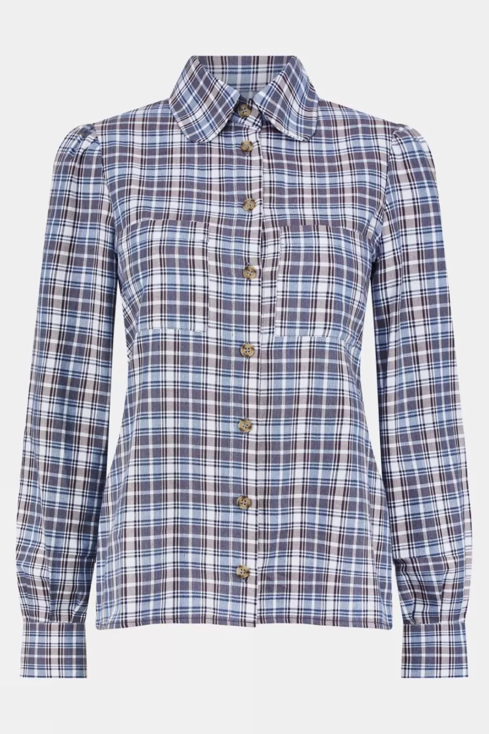 Troy London Womens Round Collar Check Shirt<Women Shirts