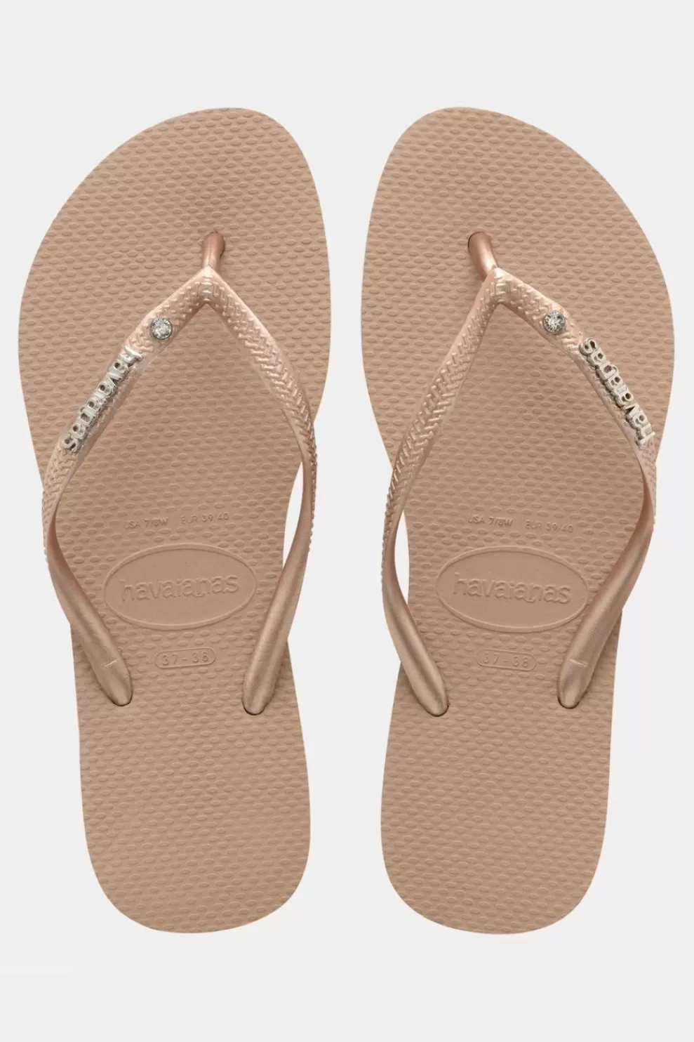 Havaianas Womens Slim Metal Logo Crystal Flip Flops<Women Sandals